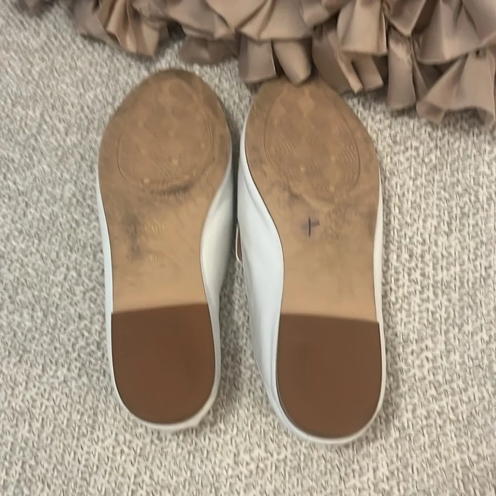 Halogen Women’s White Leather Sylvia Convertible Mule Flat Slip On Loafers 9.5
